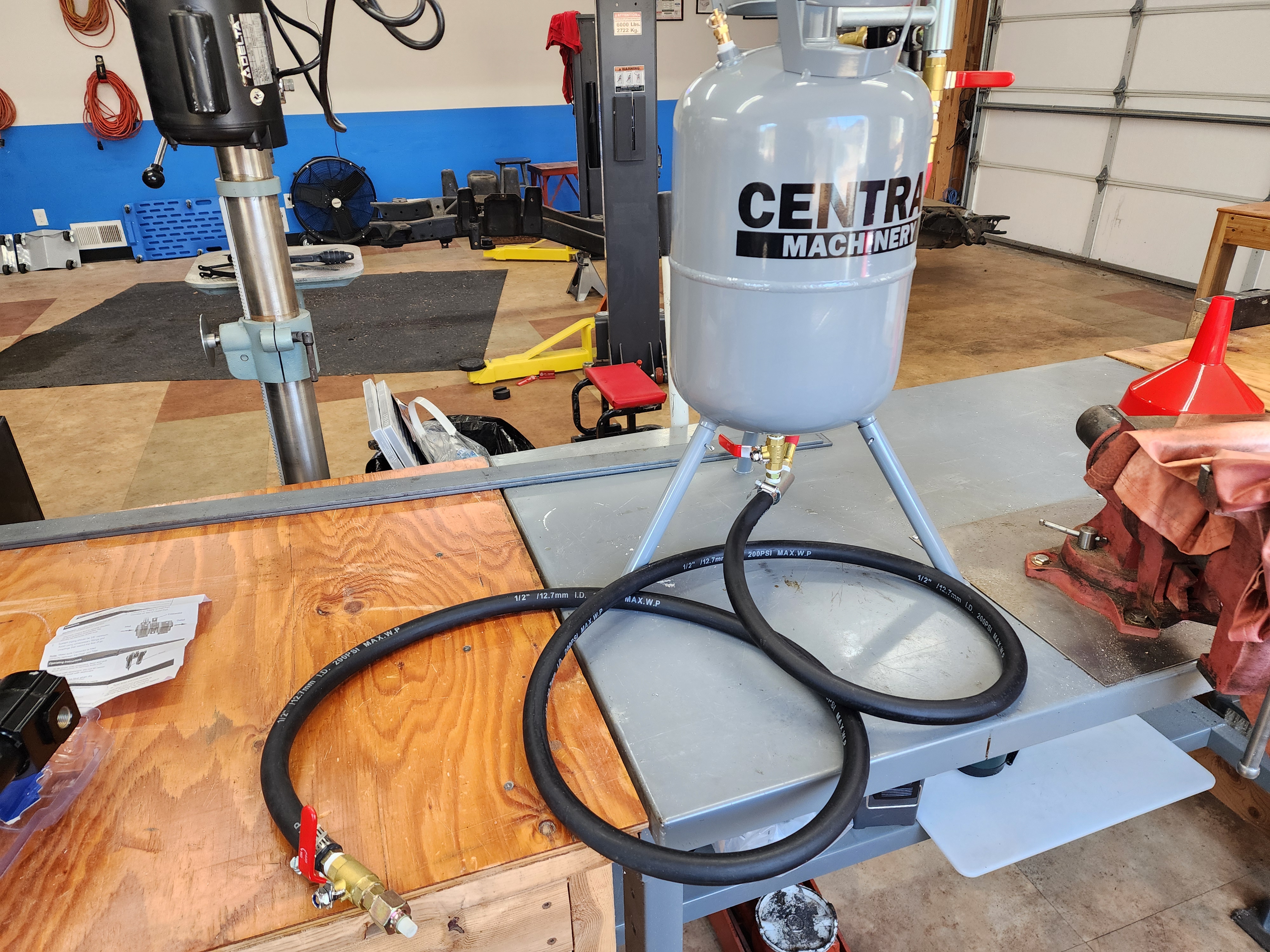 One completely assembled media blaster