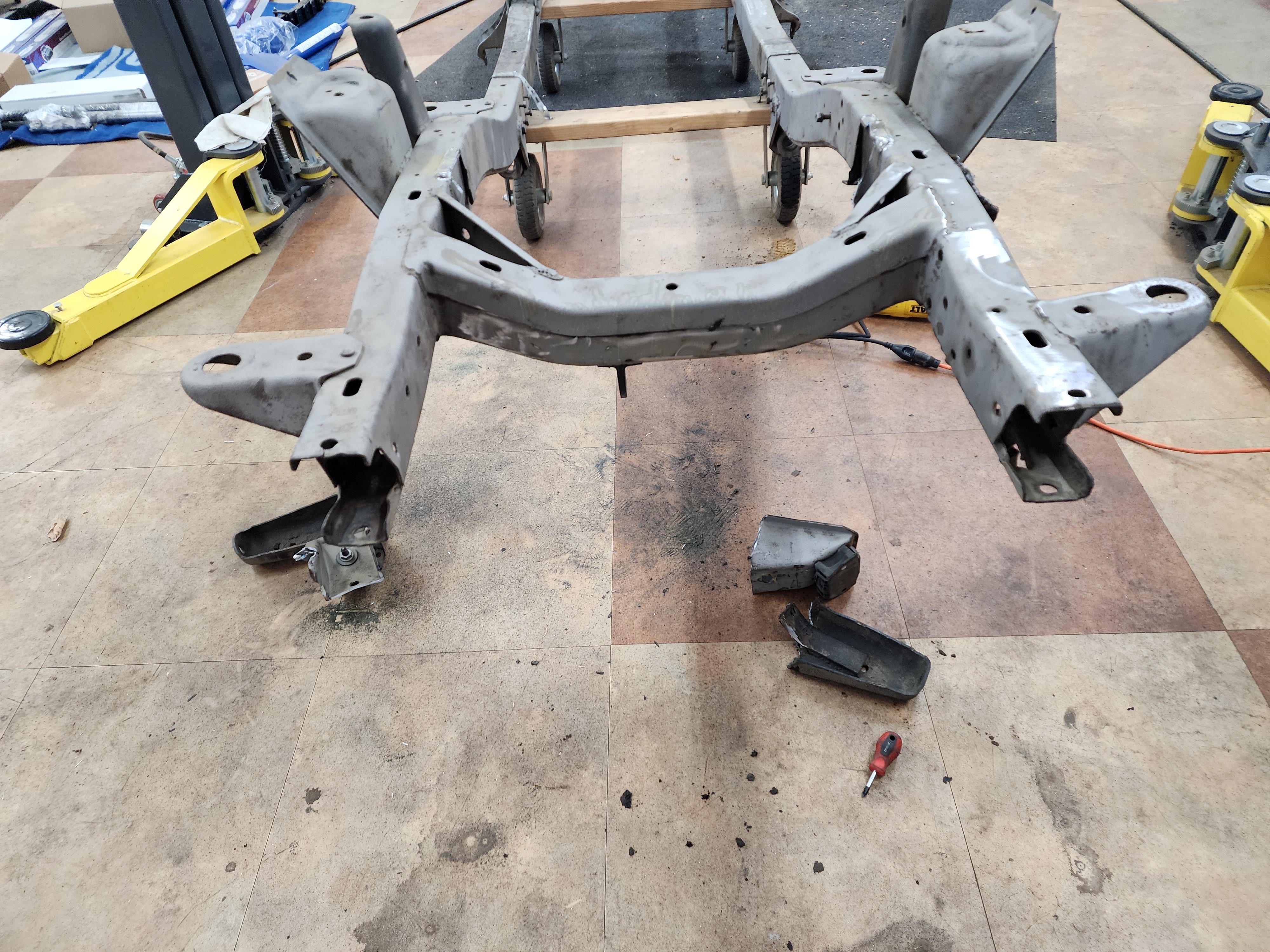 Finally, the pieces are on the ground. Time to clean up