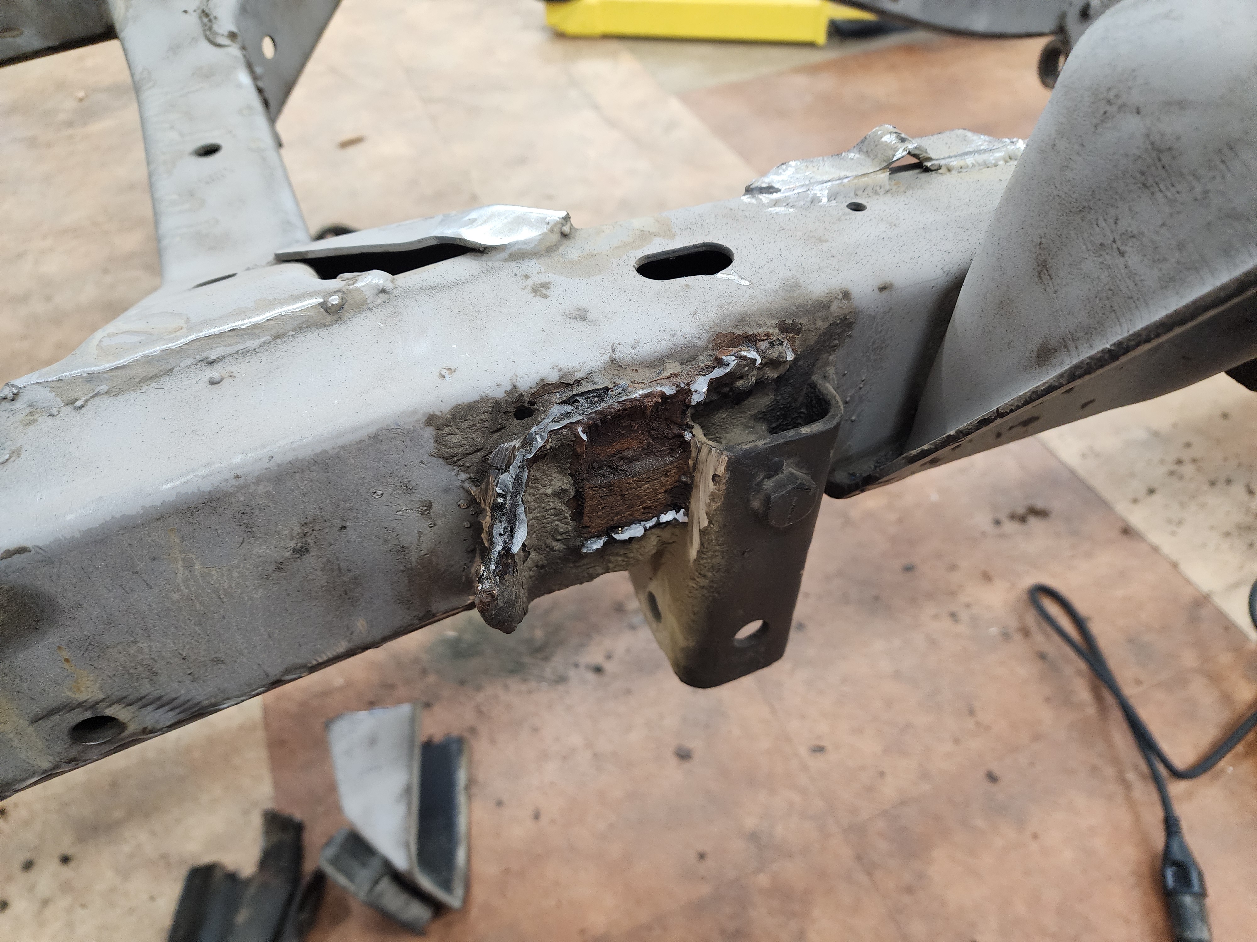 I'm not sure the welds for the second shock mounts where the best, there was quite a bit of rust underneath